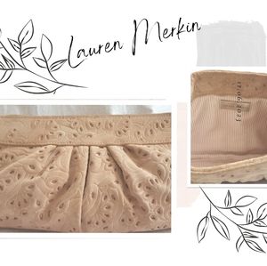 Lauren Merkin Louise Clutch Embossed Floral Suede